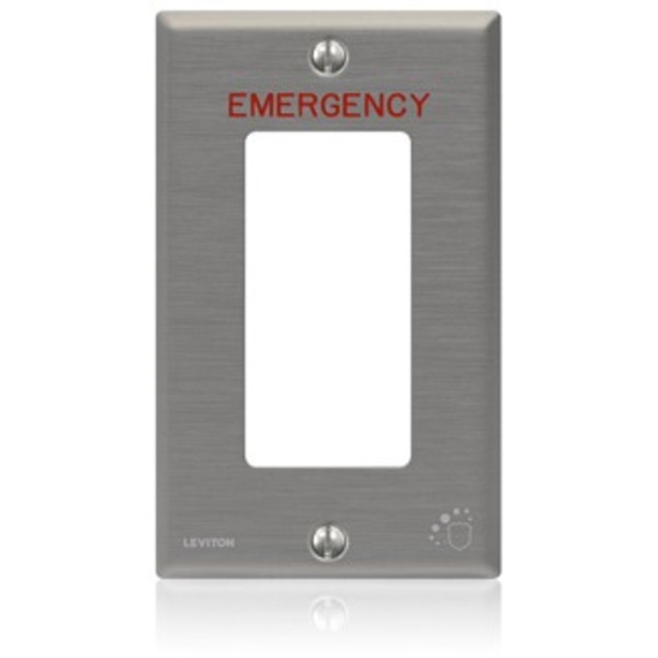 Leviton Wallplates Ss Antimicrob Wp 1G Dec -Emergency 84401-E4A